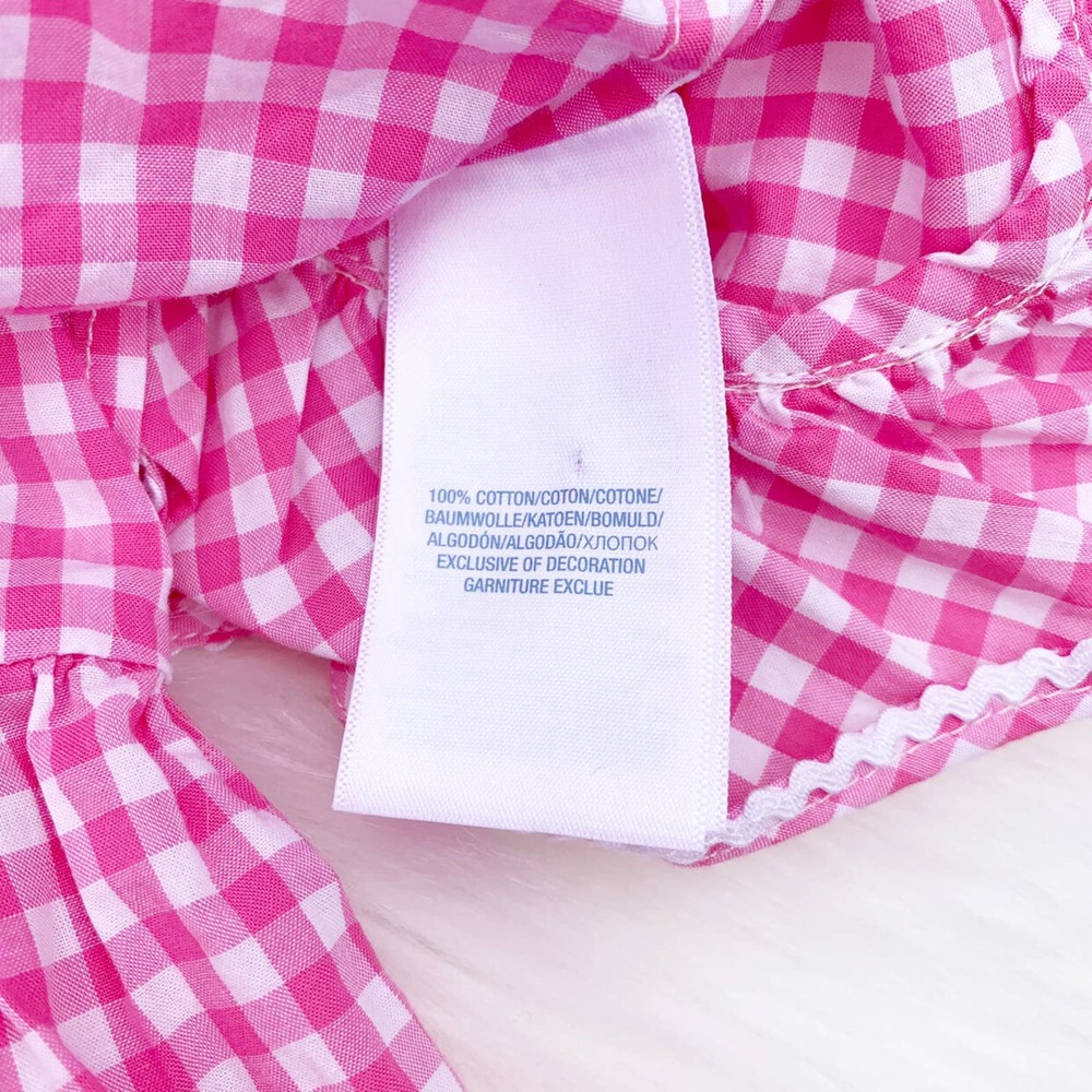 Ralph Lauren Pink Gingham Apron Bubble Romper | 6M - Picture 6 of 6